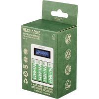 Oplader til AA/AAA‑batterier inkl. 4 genopladelige AA‑batterier