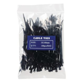 Kabel strips (sorte) 100 stk. vælg mellem 3 str.