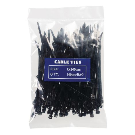 Kabel strips (sorte) 100 stk. vælg mellem 3 str.