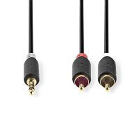Audiokabel 3,5 mm jack stereo han og 2 x RCA han med forgyldte stik 5 meter