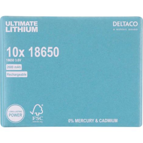 Genopladelige 18650 lithiumbatterier – 2600 mAh, 10 stk