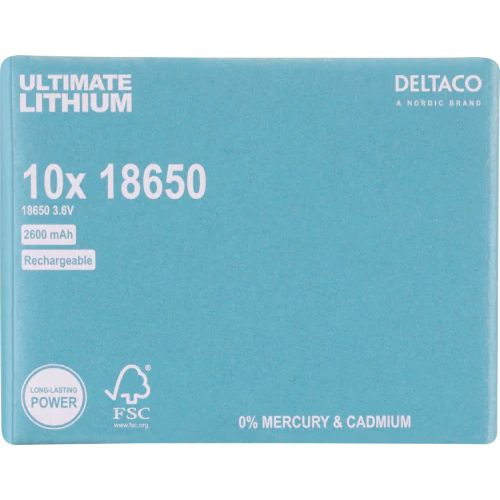 Genopladelige 18650 lithiumbatterier – 2600 mAh, 10 stk
