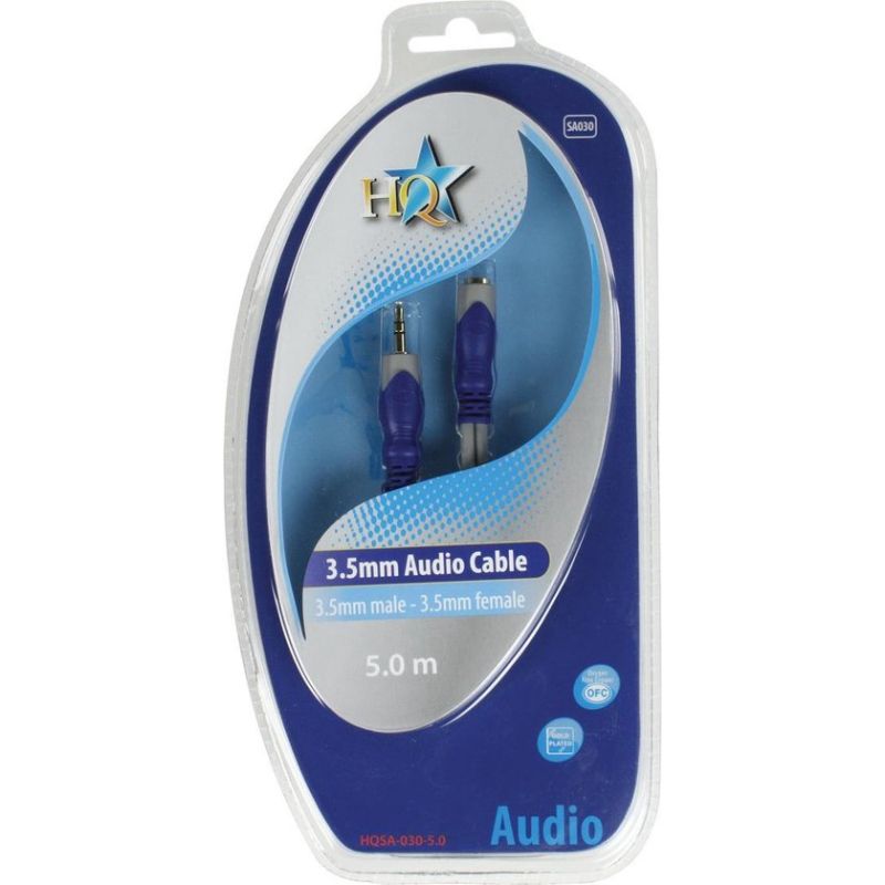 HQ stereo lydkabel 3,5 mm han til 3,5 mm hun – 5 m