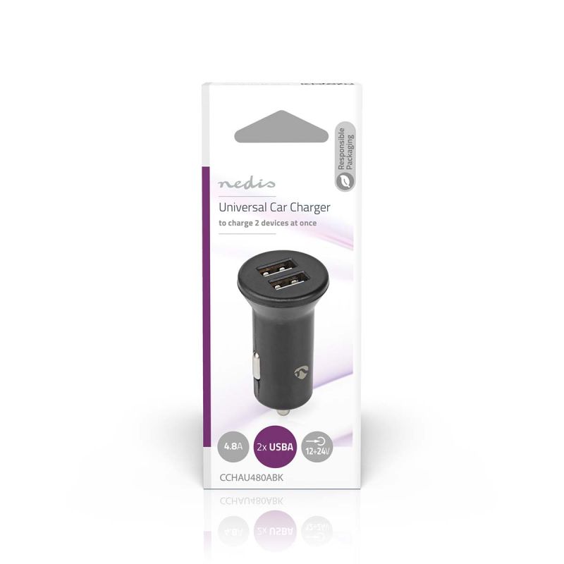 Biloplader 24 W - 2 x USB-A (2 x 2,4 A)