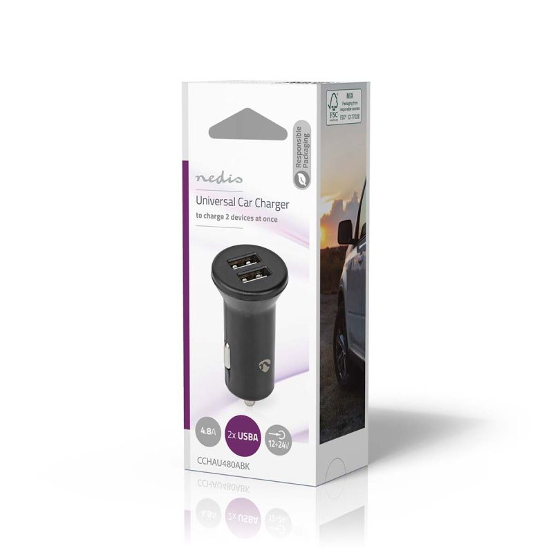 Biloplader 24 W - 2 x USB-A (2 x 2,4 A)