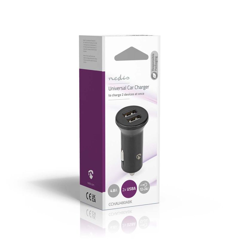 Biloplader 24 W - 2 x USB-A (2 x 2,4 A)