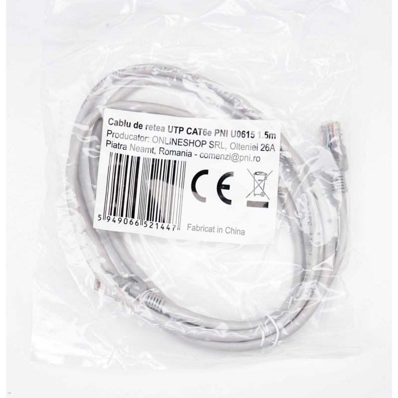 Netværkskabel RJ45 han-han CAT6e - 1,5 m