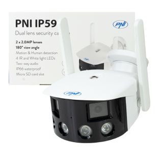 Trådløst overvågningskamera med dual lens - 180°