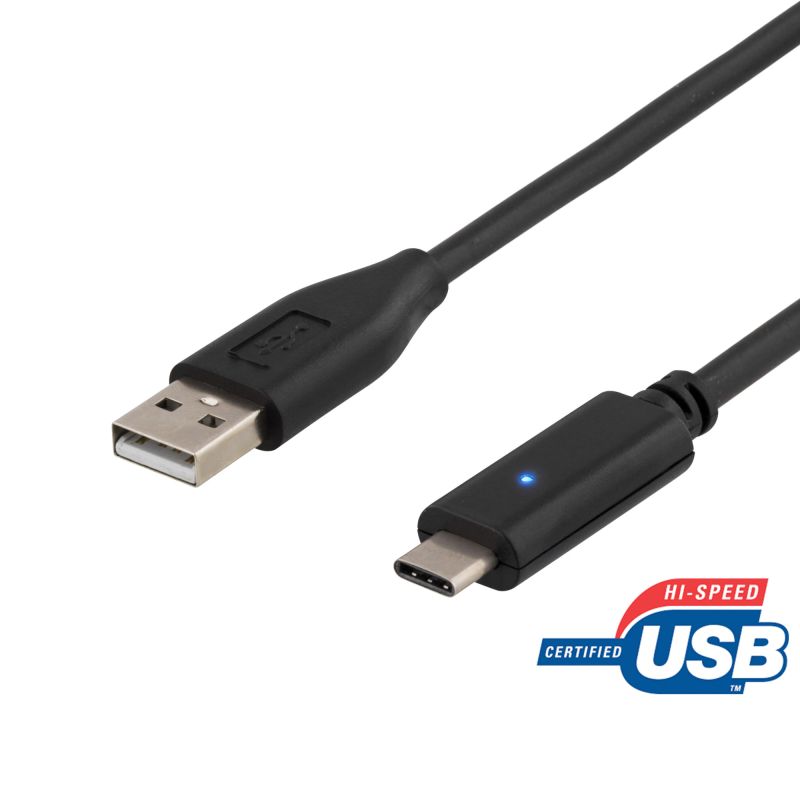 USB-A til USB-C kabel 2 m – USB 2.0