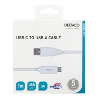 USB-C til USB-A kabel 1 m – USB 2.0, 3A (hvid)
