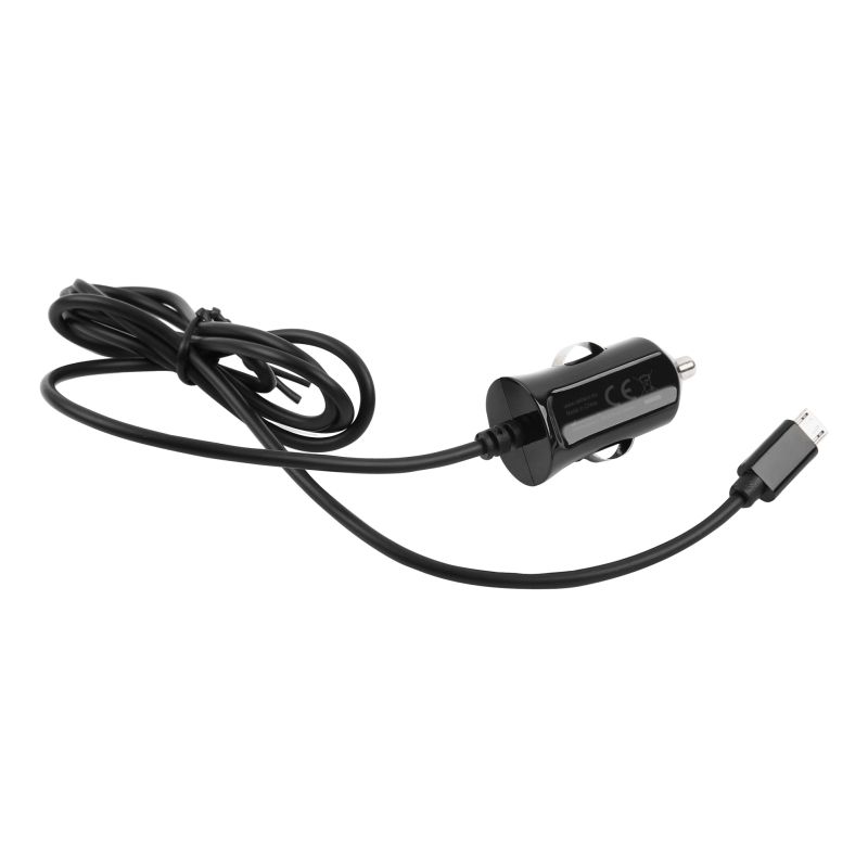 Biloplader med Micro-USB kabel – 12 W / 2,4 A (sort)