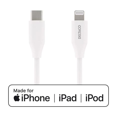 USB-C til Lightning kabel 1 m – Hurtigopladning (hvid)