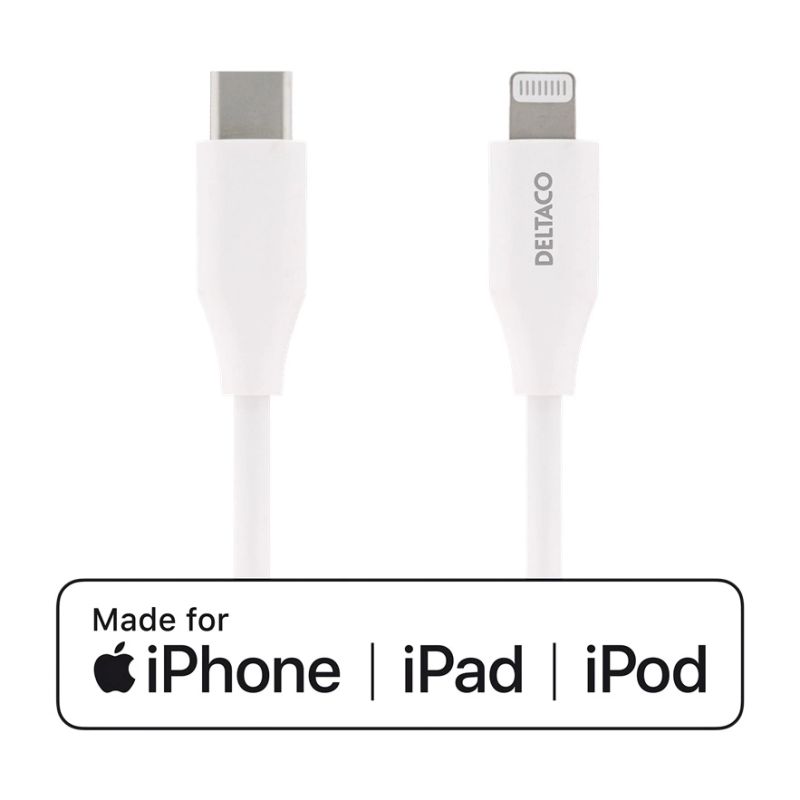 USB-C til Lightning kabel 1 m – Hurtigopladning (hvid)