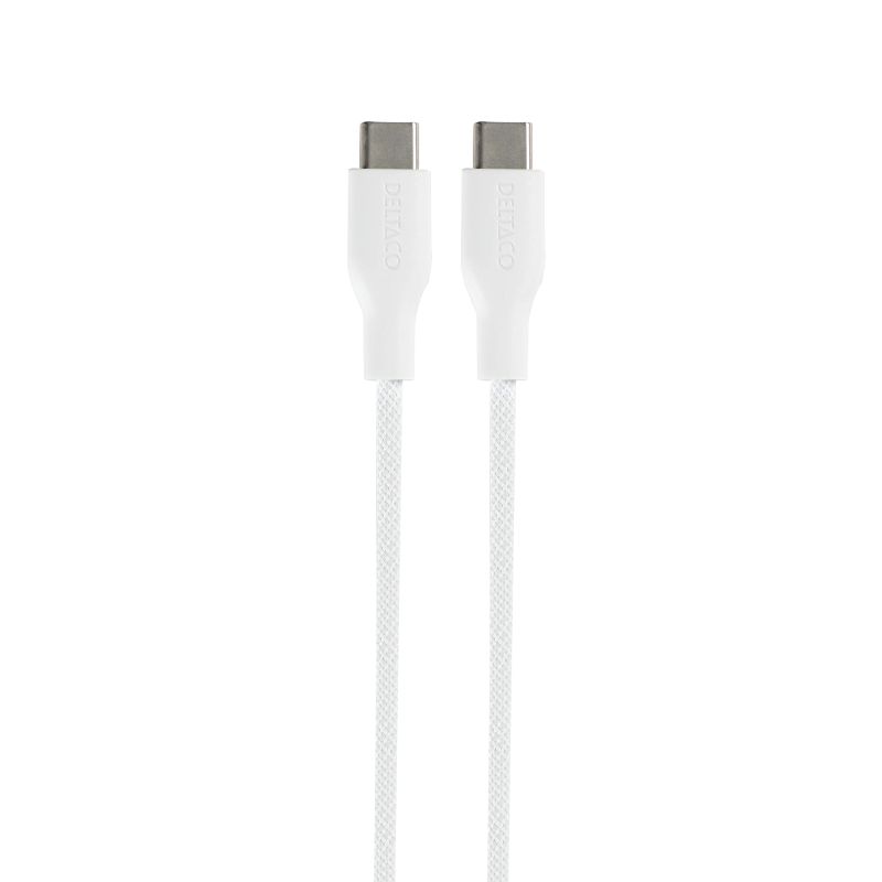 USB-C til USB-C ladekabel 2 m – 60 W hurtigladning (hvid)
