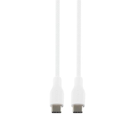 USB-C til USB-C ladekabel 2 m – 60 W hurtigladning (hvid)