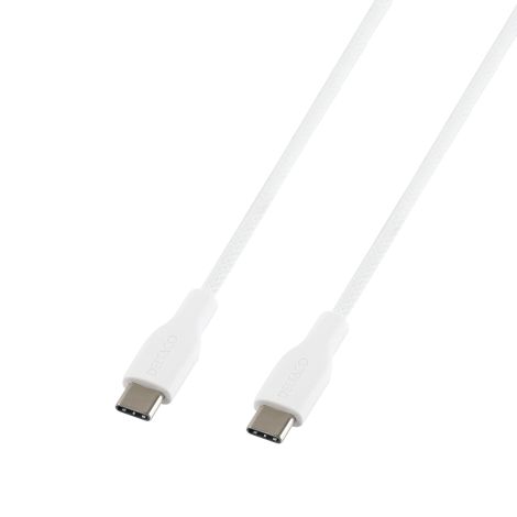 USB-C til USB-C ladekabel 2 m – 60 W hurtigladning (hvid)