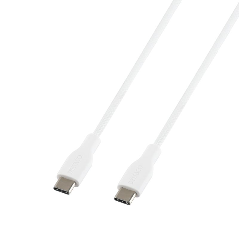 USB-C til USB-C ladekabel 1 m – 60 W hurtigladning (hvid)
