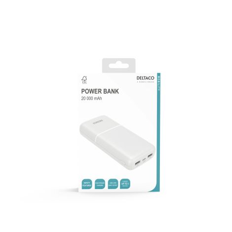 Powerbank 20.000 mAh med 2 x USB-A og 1 x USB-C