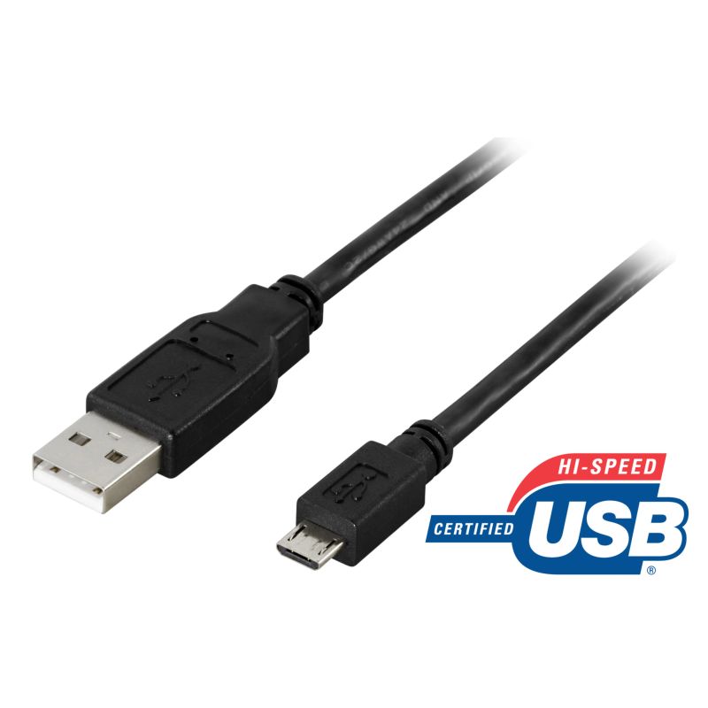 USB-A til Micro-USB kabel 2 m – USB 2.0