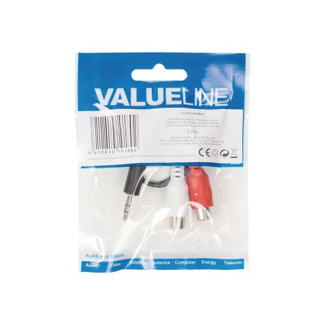 Stereo-audiokabel 3,5 mm jack til 2 × RCA hun – 20 cm