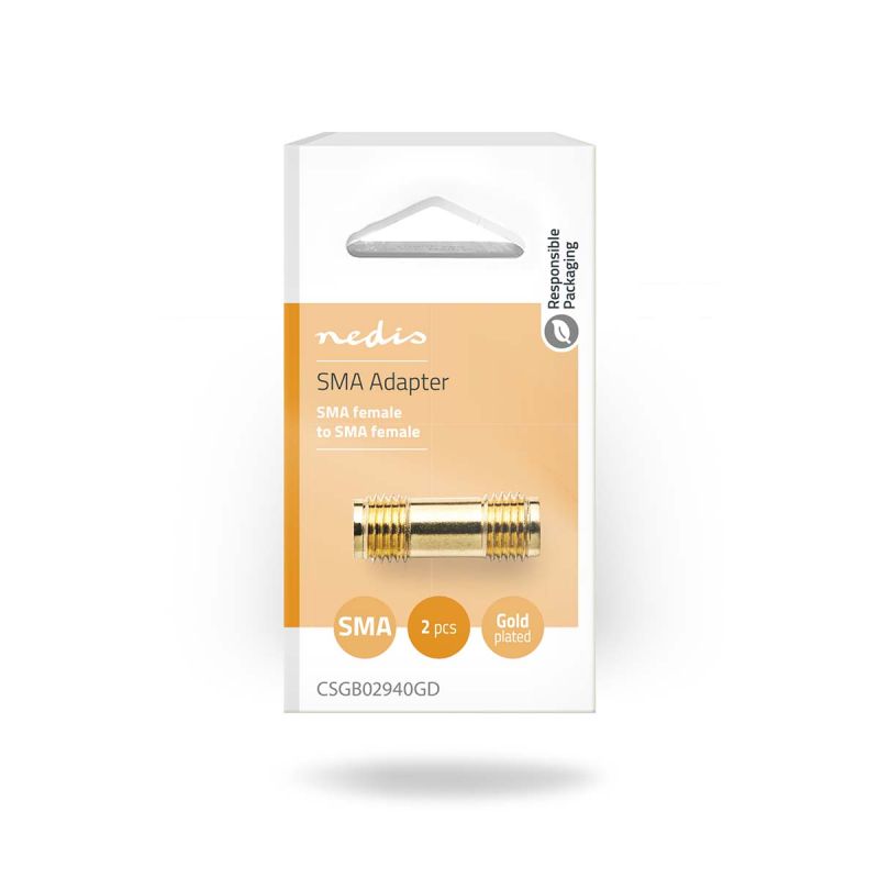 SMA adapter hun til hun – 50 Ohm, guldbelagt (2 stk.)