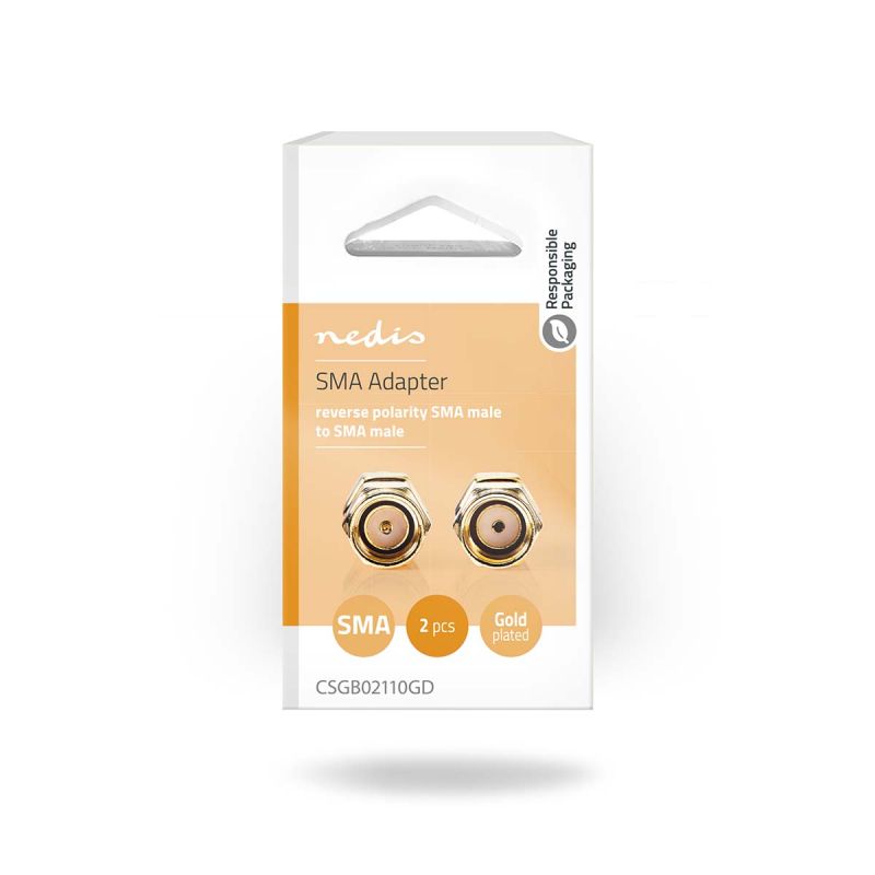 RP-SMA han til SMA han adapter (omvendt polaritet) – 2 stk