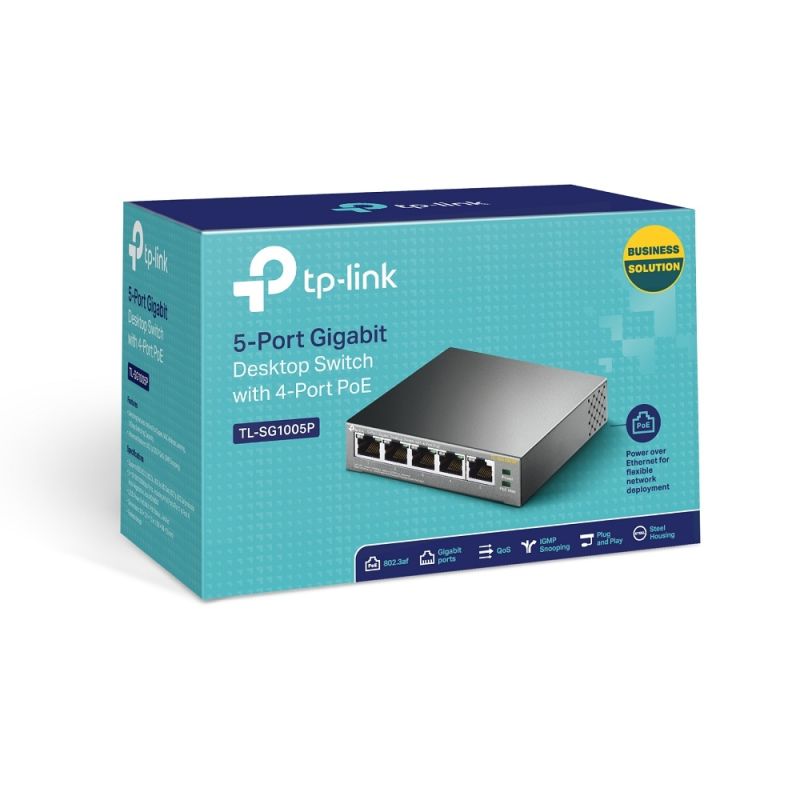 5-ports Gigabit PoE-switch – 4× PoE, RJ45