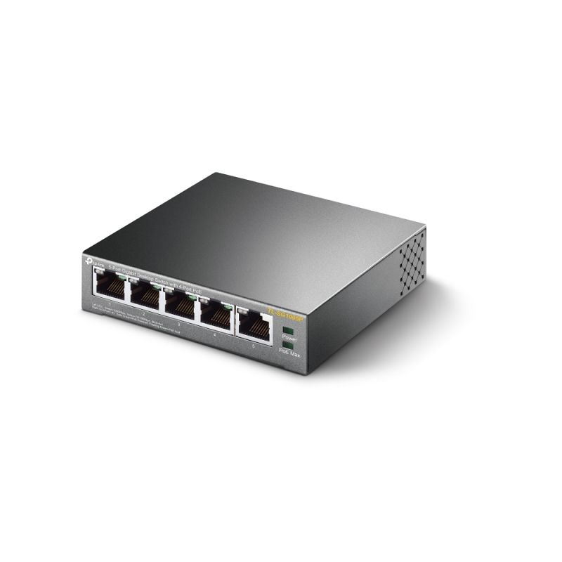 5-ports Gigabit PoE-switch – 4× PoE, RJ45