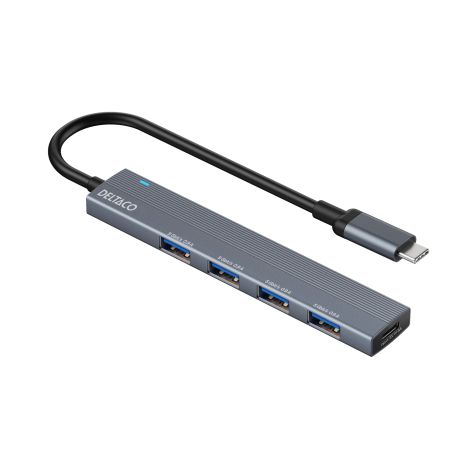 USB-C hub med 4× USB-A hun porte – 5 Gbps
