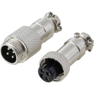 4-pol han- og hun stik GX12 med loddepins