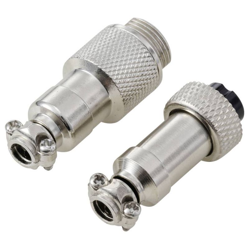 4-pol han- og hun stik GX12 med loddepins