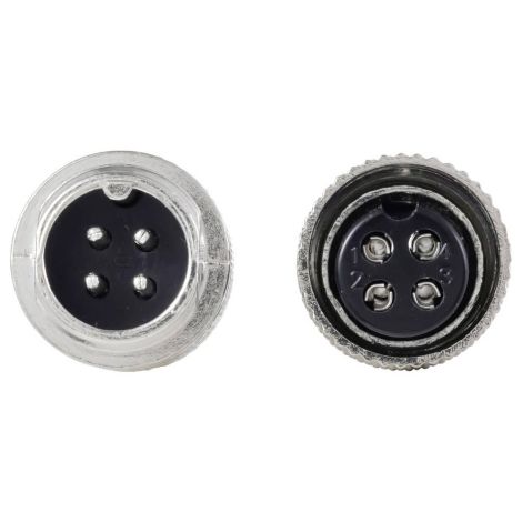 4-pol han- og hun stik GX12 med loddepins