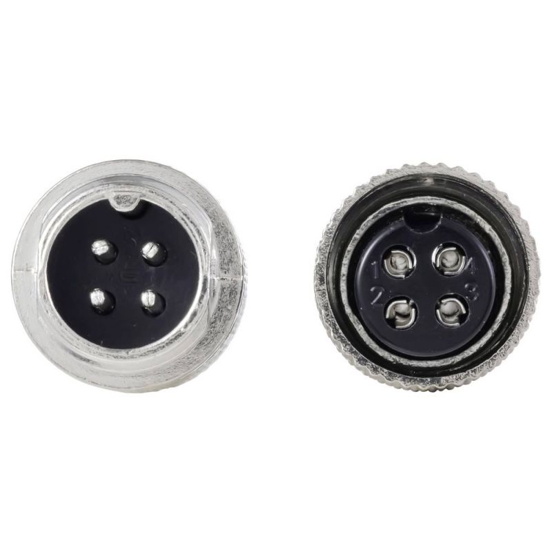 4-pol han- og hun stik GX12 med loddepins