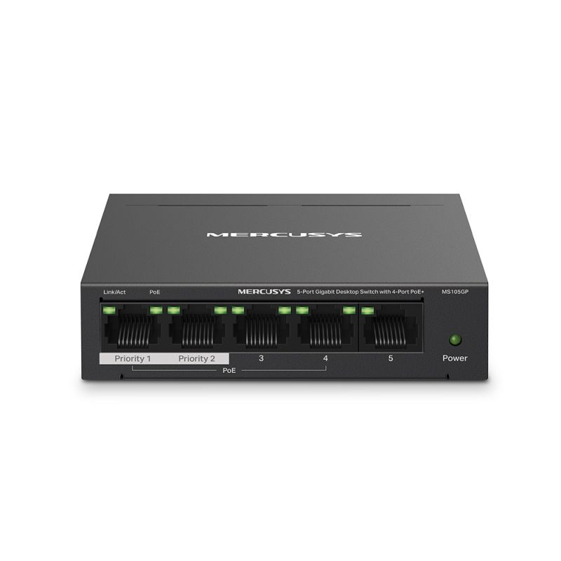 5-Port Switch med PoE+ Gigabit