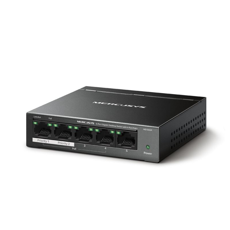 5-Port Switch med PoE+ Gigabit