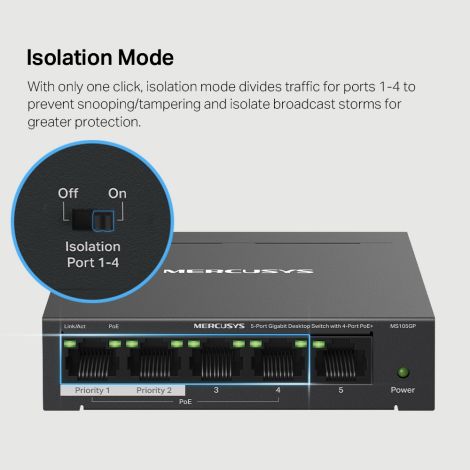 5-Port Switch med PoE+ Gigabit