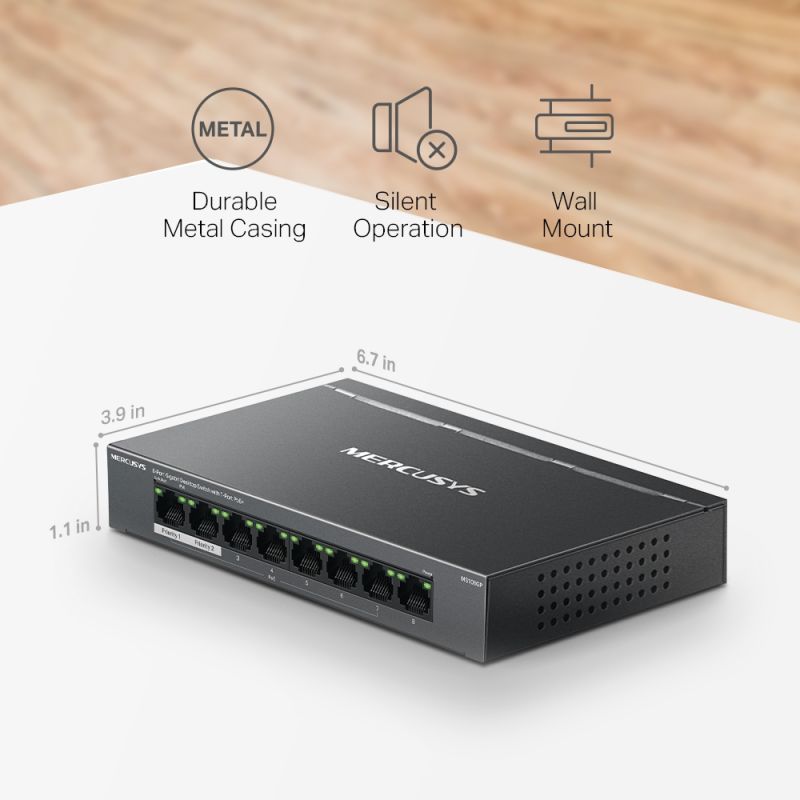 8-Port PoE+ Gigabit Switch – 65W