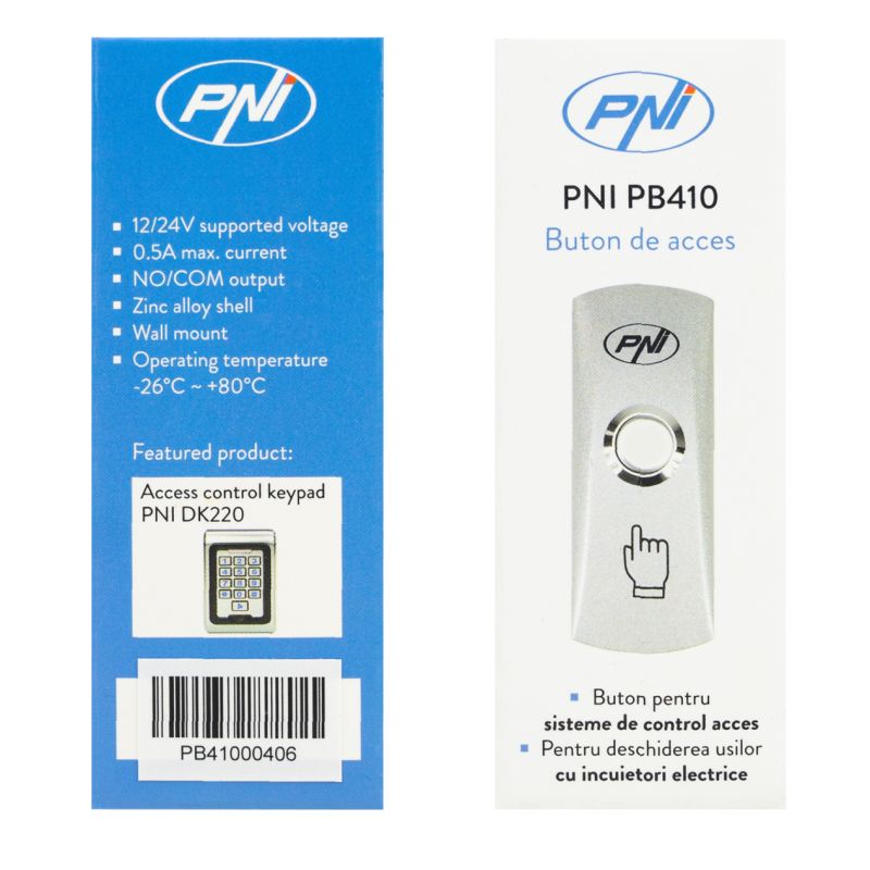 PNI PB410 adgangsknap – 12V, NO/COM