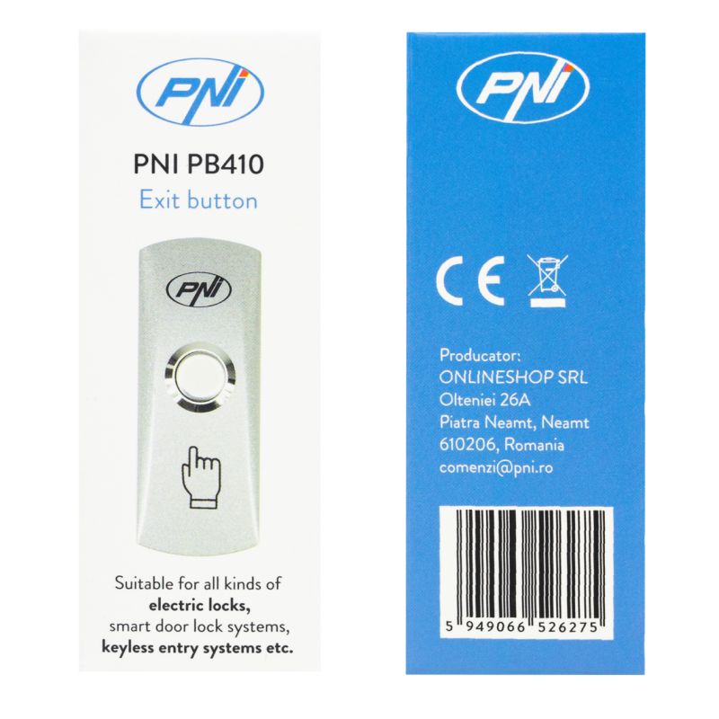 PNI PB410 adgangsknap – 12V, NO/COM
