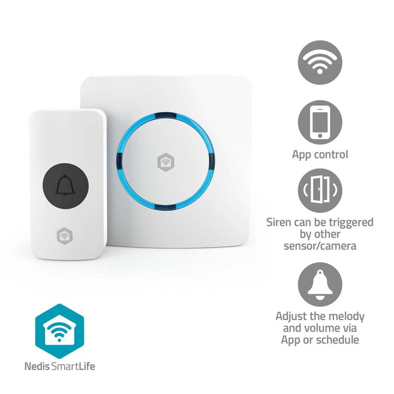SmartLife trådløs dørklokke m. WiFi og Appstyring