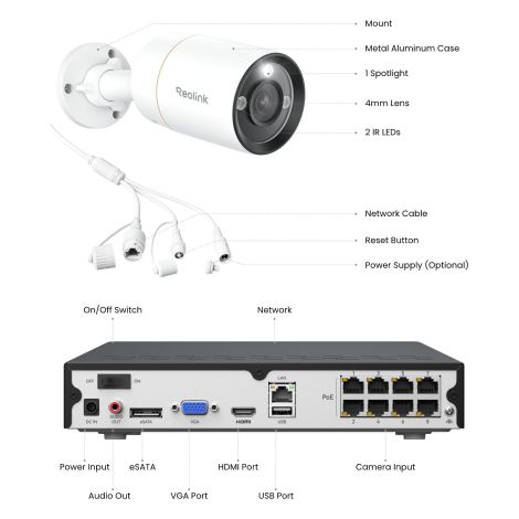 Reolink 12MP PoE Overvågningssæt med 4 kameraer