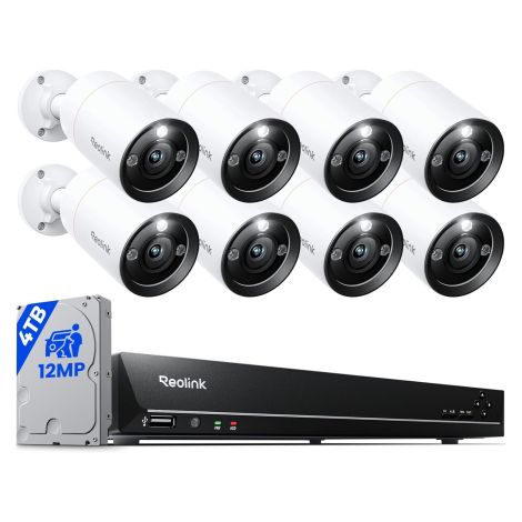 Reolink RLK16-1200B8-A komplet sæt med 8 stk. 12 MP kameraer og NVR.