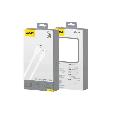 Dudao USB-A til USB-C Kabel 30W - 2 meter, hvid