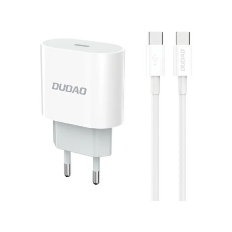 USB-C oplader 20W med 1 m kabel – Hvid