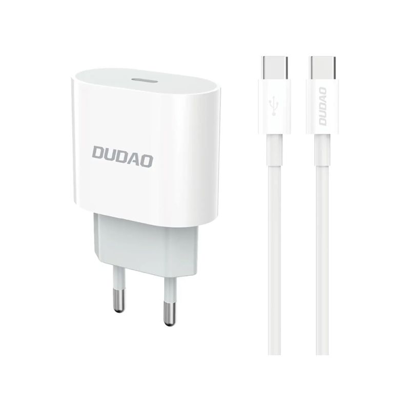 USB-C oplader 20W med 1 m kabel – Hvid