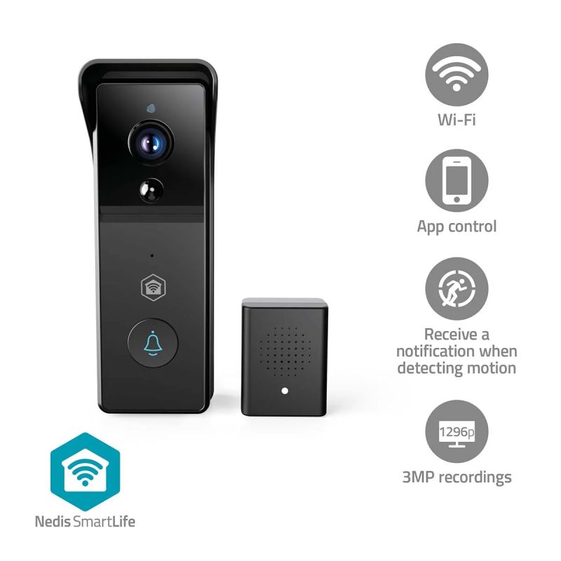 SmartLife Video Dørklokke med kamera Batteridrevet 3 MP