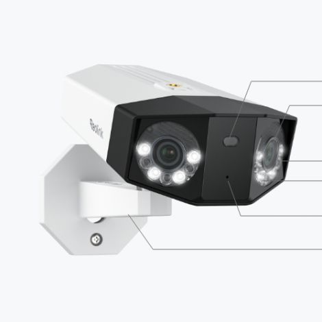 Reolink Duo 3 PoE – linser, IR-dioder, spotlys og mikrofon