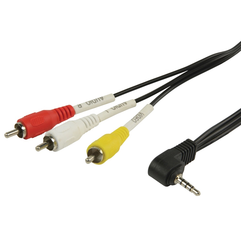 Billede af Composite videokabel 3.5 mm minijack 3 x RCA / phono 1,00 m hos Specialkamera.dk